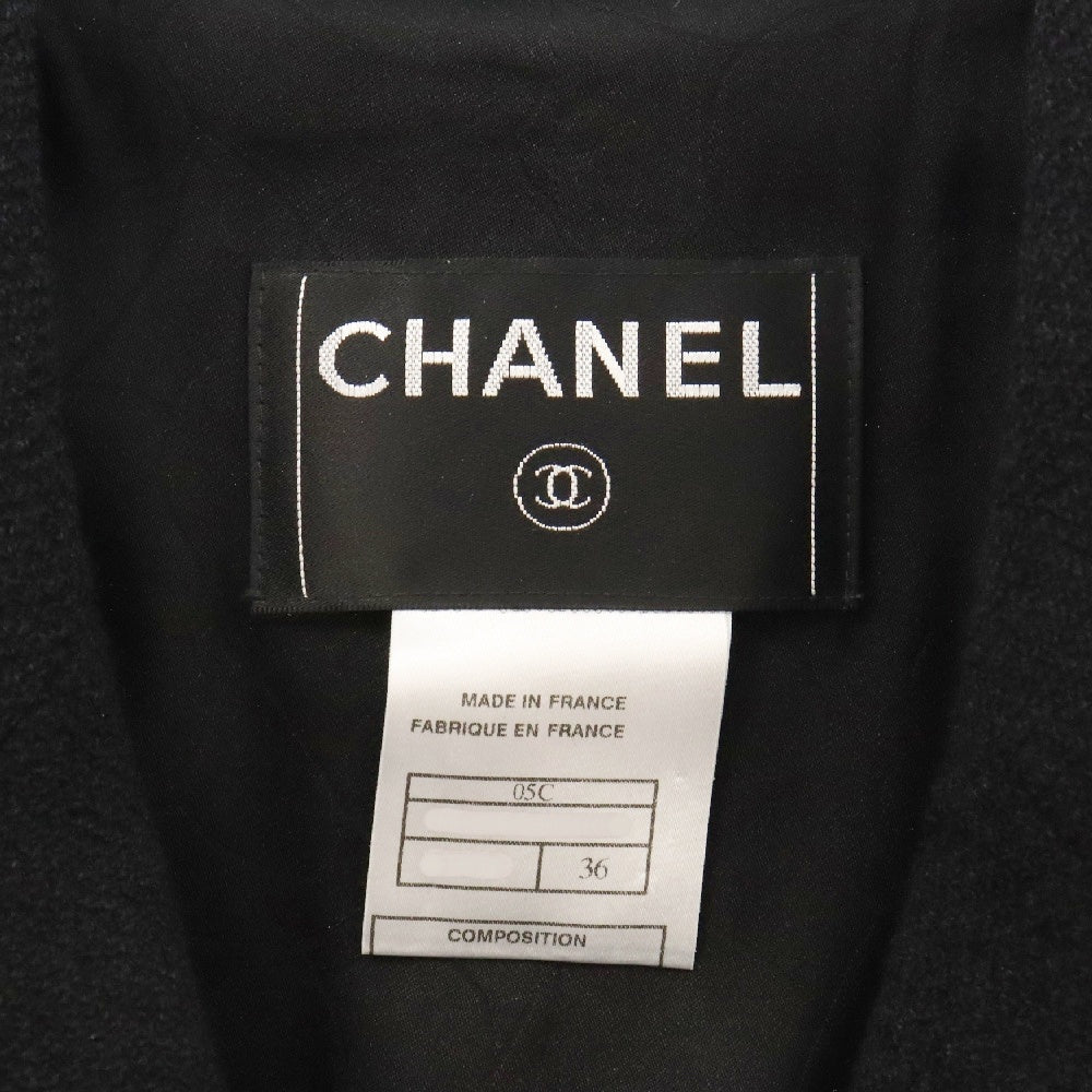 CHANEL(シャネル) ツイード コート エンブレム アウター ココマーク ブラック 05C 36サイズ