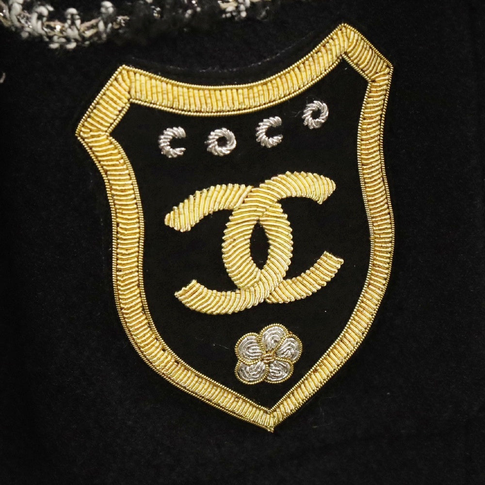 CHANEL(シャネル) ツイード コート エンブレム アウター ココマーク ブラック 05C 36サイズ