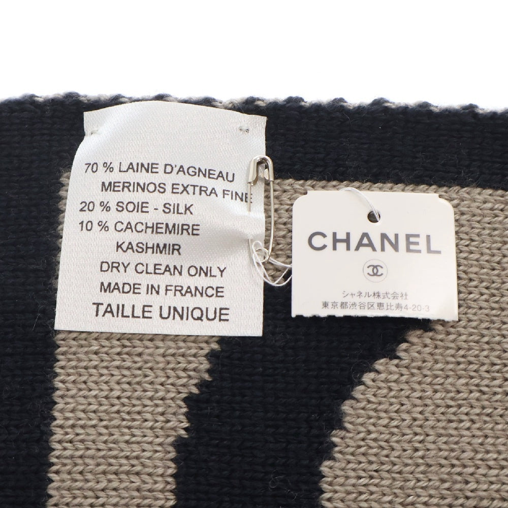 CHANEL(シャネル) スポーツライン マフラー ココマーク ブラック×ブラウン ウール ストール
