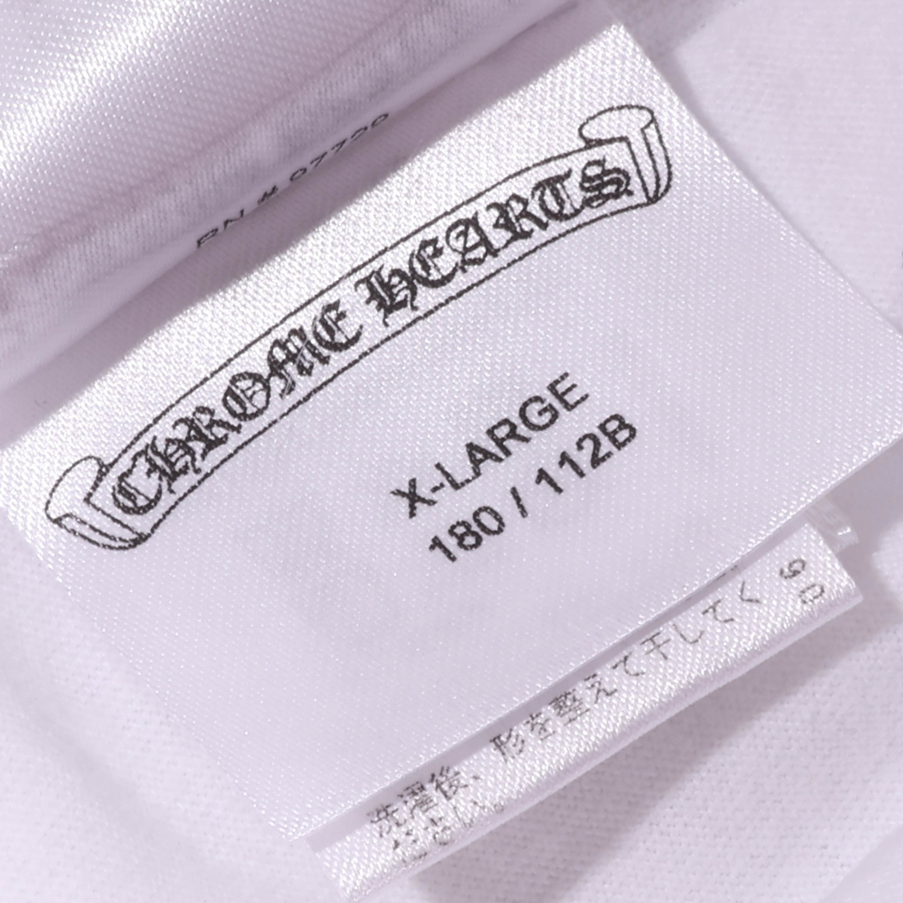 CHROME HEARTS(クロムハーツ) ネックロゴ アームデザイン バックスクロールラベル長袖Tシャツ ホワイト/イエロー