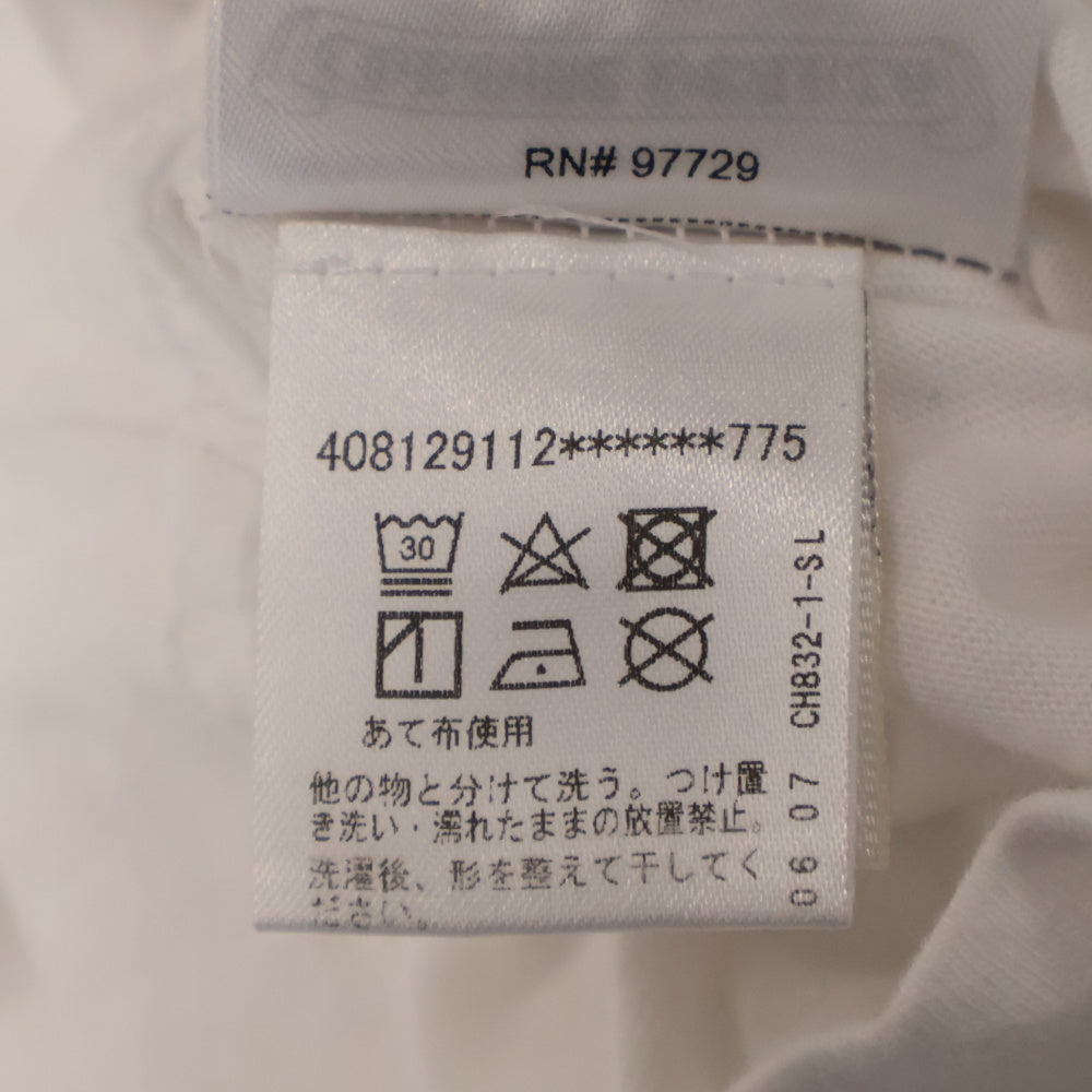 CHROME HEARTS(クロムハーツ) ネックロゴ アームデザイン バックスクロールラベル長袖Tシャツ ホワイト/イエロー