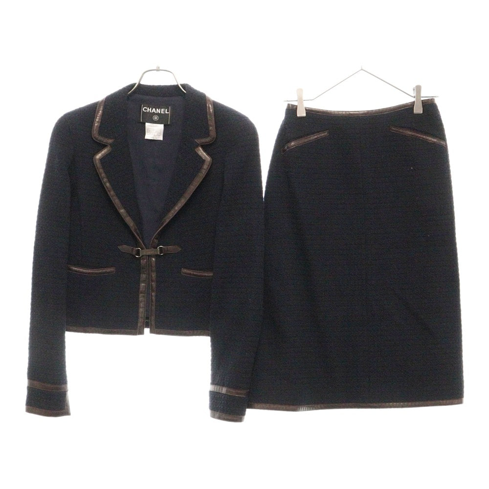 CHANEL(シャネル) ツイード セットアップ ネイビー ウール ジャケット スカート #38 P16177 レディース