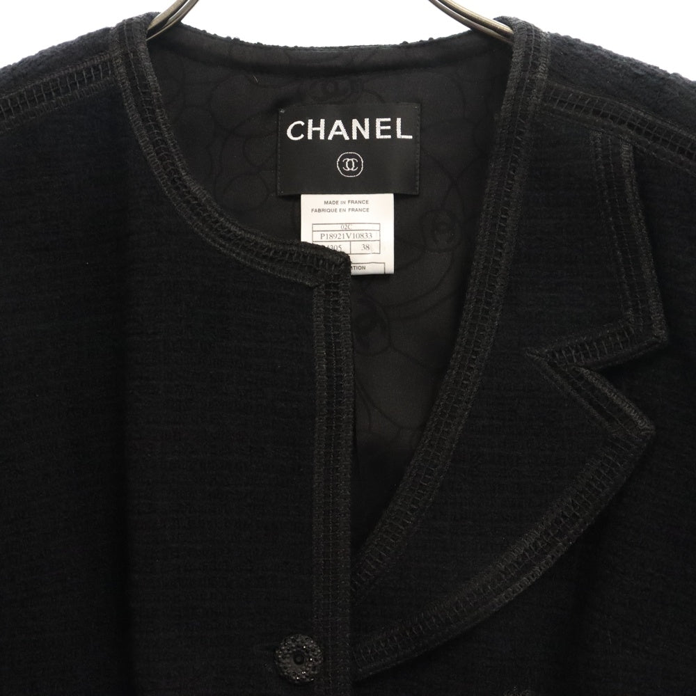 CHANEL(シャネル) ツイード ジャケット ブラック ウール #38 P18921 ココマーク レディース