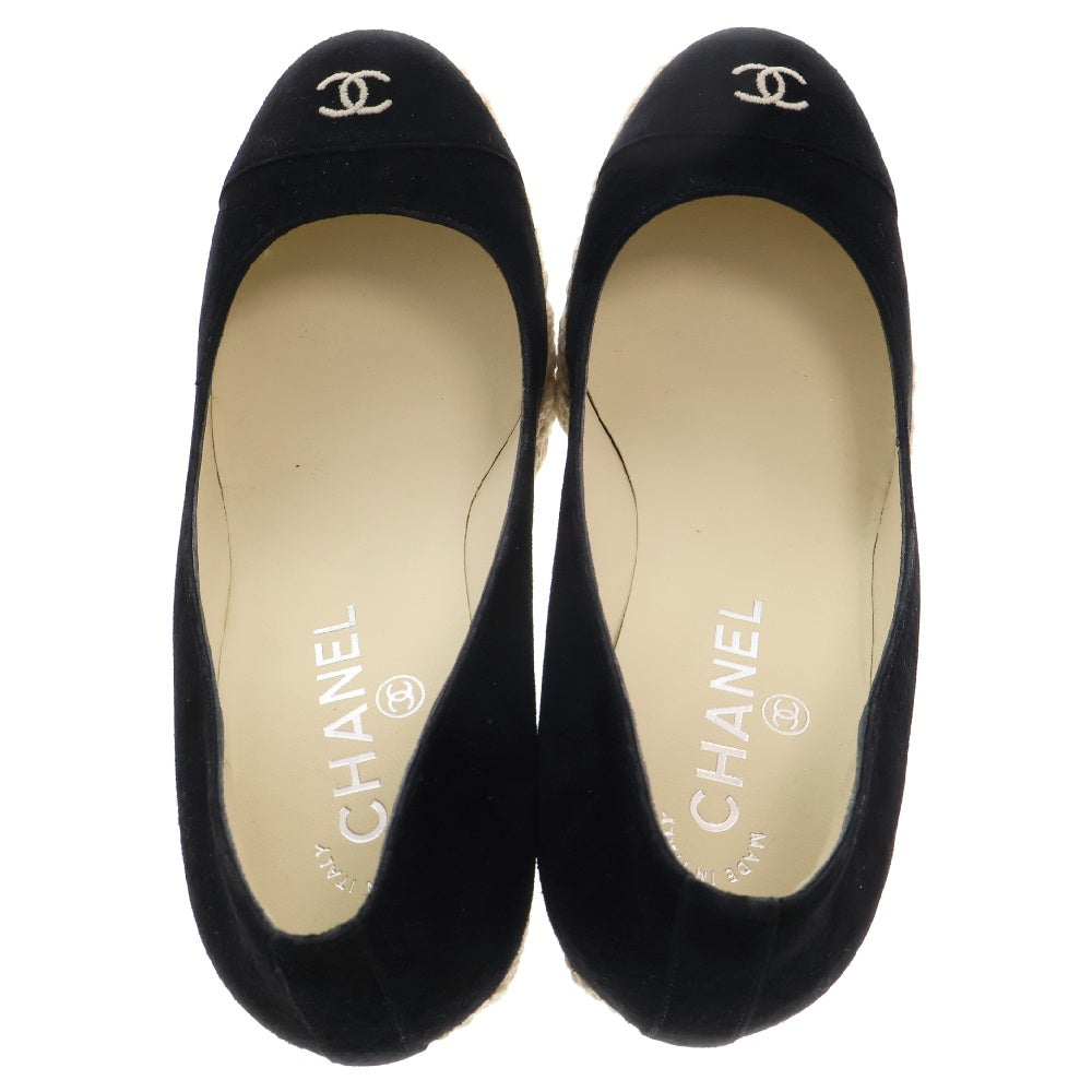 CHANEL(シャネル) ココマーク ウェッジソール ブラック スエード サンダル シューズ レディース