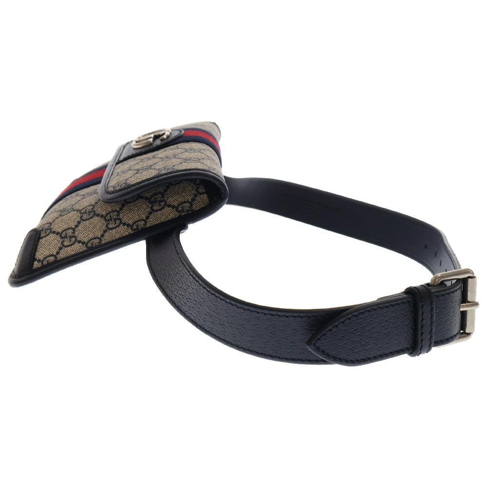 GUCCI(グッチ) オフディア ボディバッグ ベージュ×ネイビー PVC 674081 ウエストポーチ