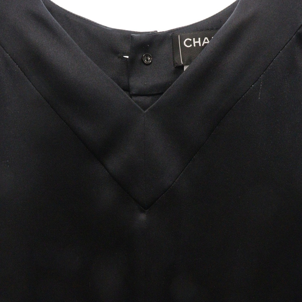 CHANEL(シャネル) カメリア ココマーク ノースリーブス ブラック トップス レディース シルク 99P 34 レディース