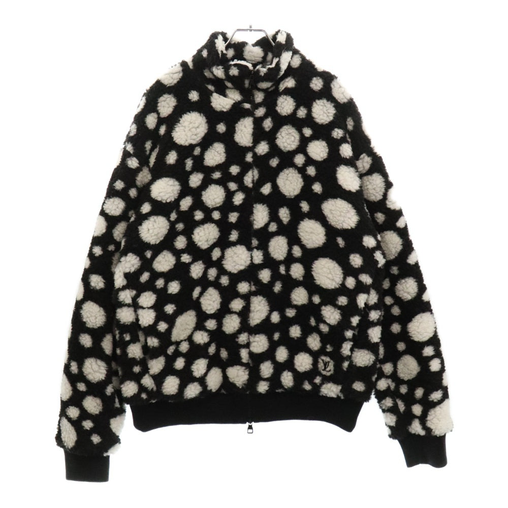 LOUIS VUITTON(ルイヴィトン) LV×YK インフィニティドット フリースジャケット ブラック×ホワイト ウール #L 草間弥生 HOY38W レディース ユニセックス