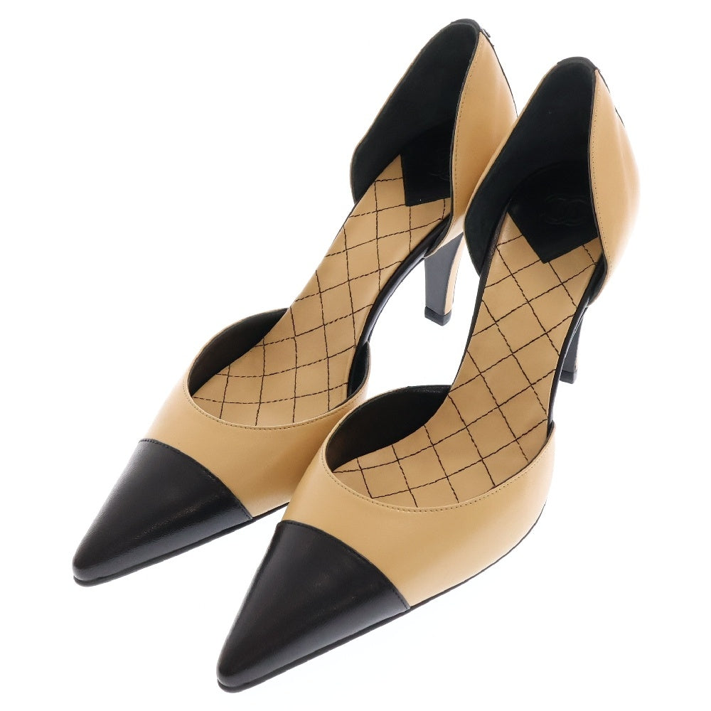 CHANEL(シャネル) ココマーク パンプス シューズ ベージュ バイカラー レザー 36 1/2 レディース