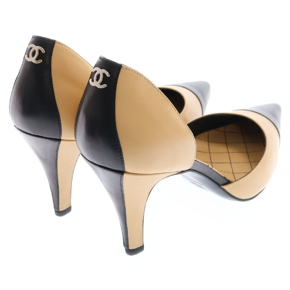 CHANEL(シャネル) ココマーク パンプス シューズ ベージュ バイカラー レザー 36 1/2 レディース