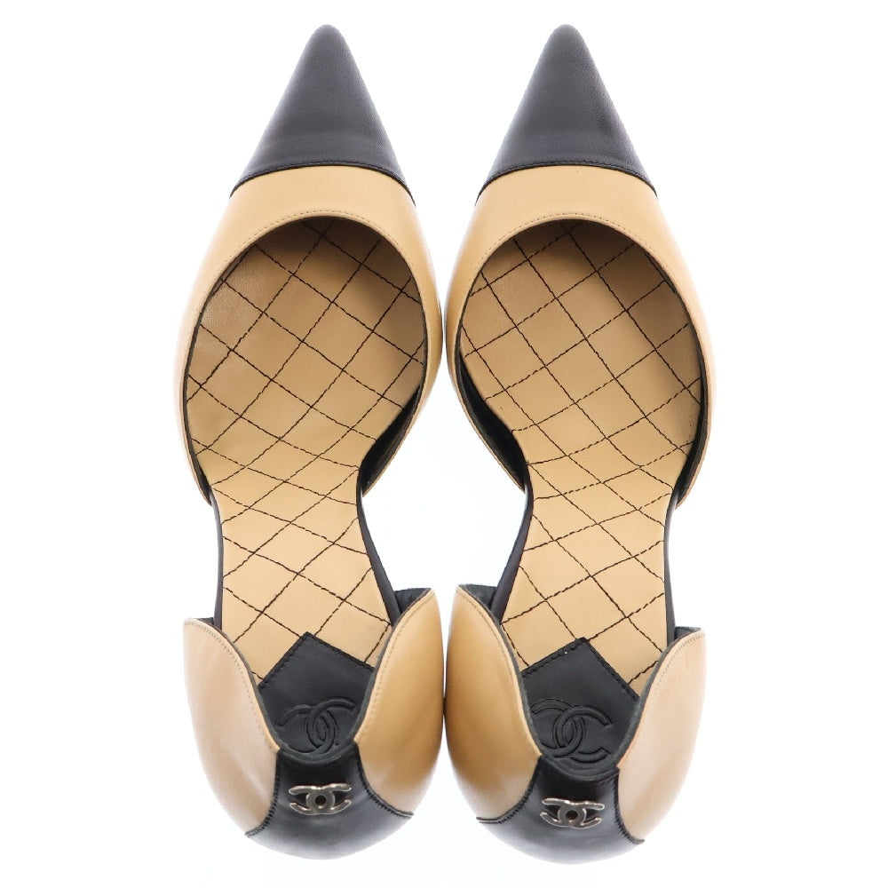 CHANEL(シャネル) ココマーク パンプス シューズ ベージュ バイカラー レザー 36 1/2 レディース