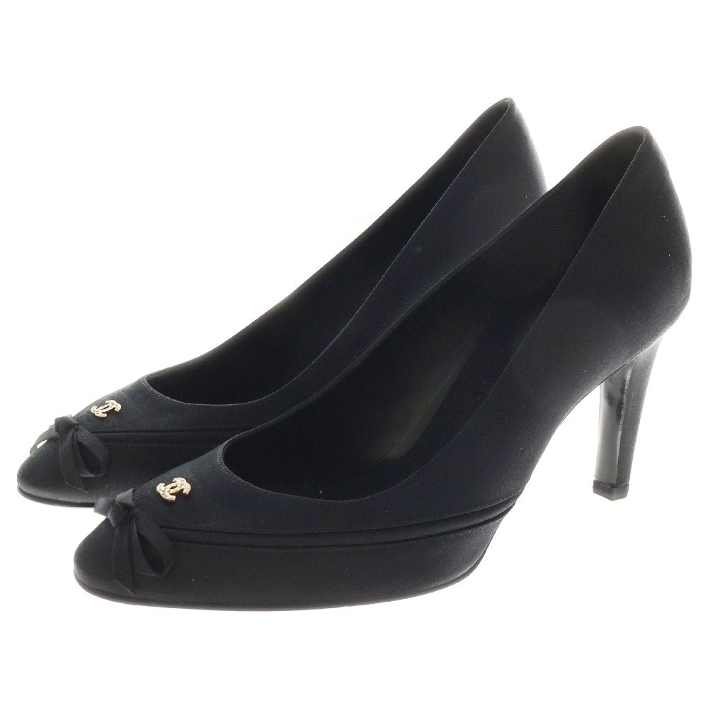 CHANEL(シャネル) ココマーク パンプス ブラック サテン リボン レディース