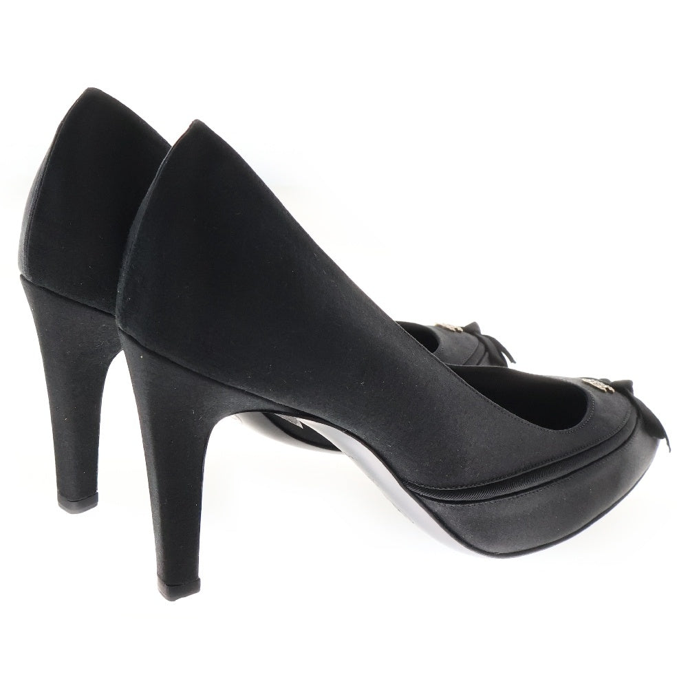 CHANEL(シャネル) ココマーク パンプス ブラック サテン リボン レディース