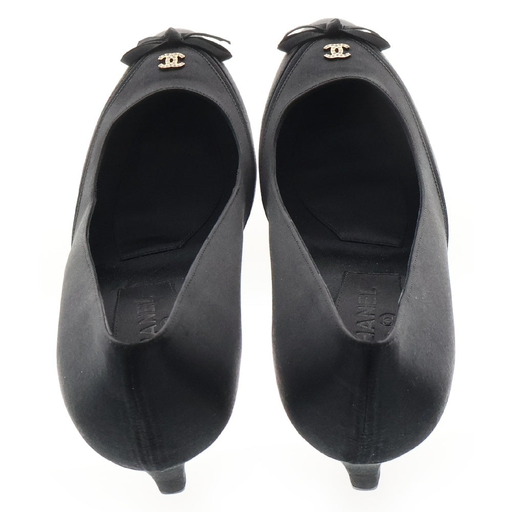 CHANEL(シャネル) ココマーク パンプス ブラック サテン リボン レディース