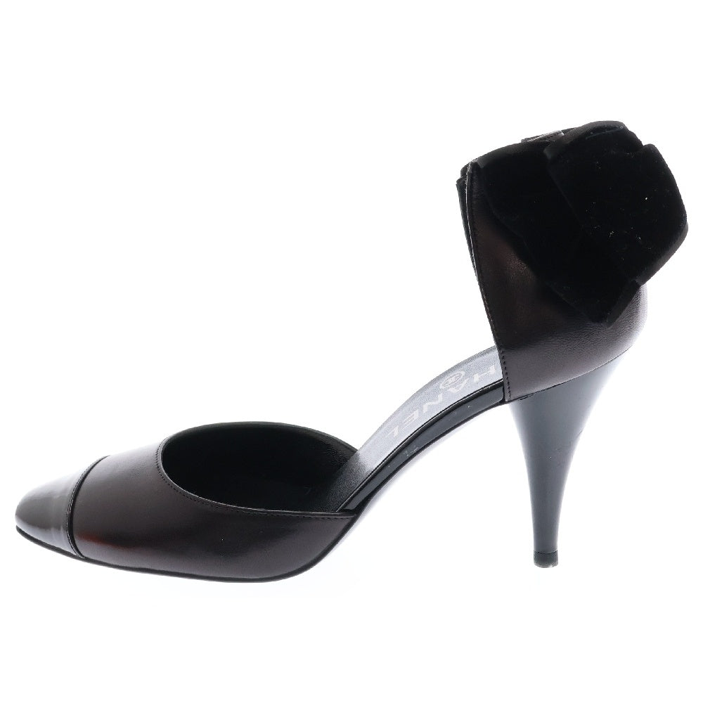 CHANEL(シャネル) パンプス シューズ リボン ブラック レザー×スエード 36.5 レディース