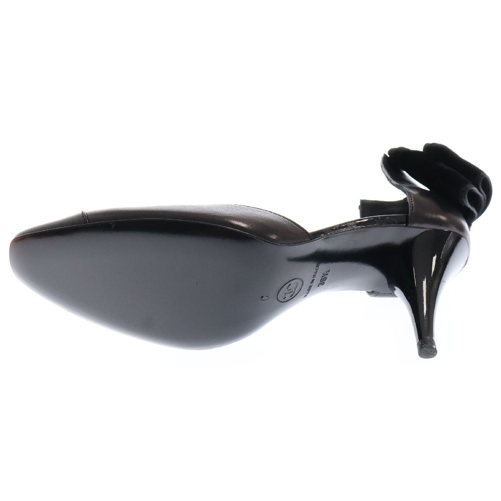 CHANEL(シャネル) パンプス シューズ リボン ブラック レザー×スエード 36.5 レディース