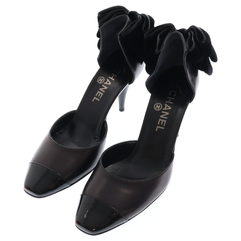 CHANEL(シャネル) パンプス シューズ リボン ブラック レザー×スエード 36.5 レディース
