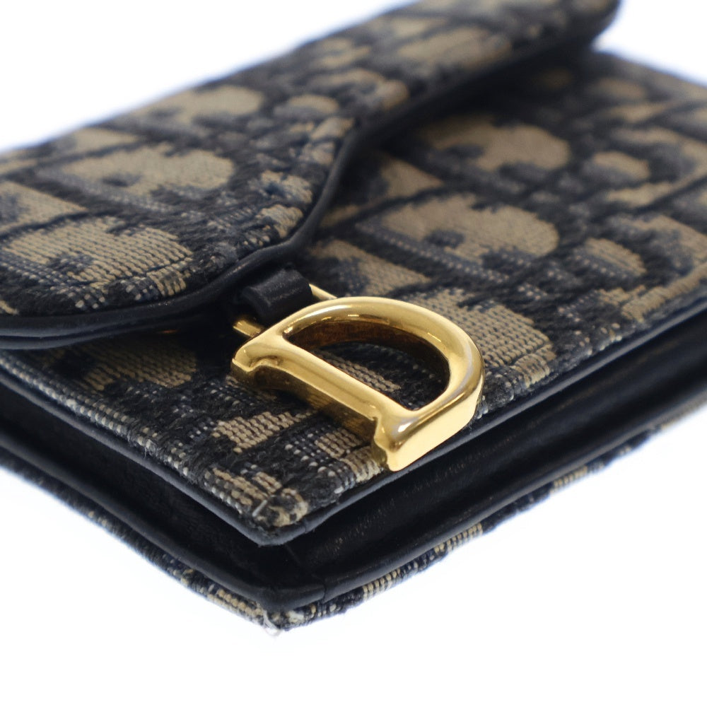 Christian Dior(クリスチャンディオール) SADDLE オブリーク ジャガード サドル フラップ カードケース コインケース ネイビー S5611CTZQ