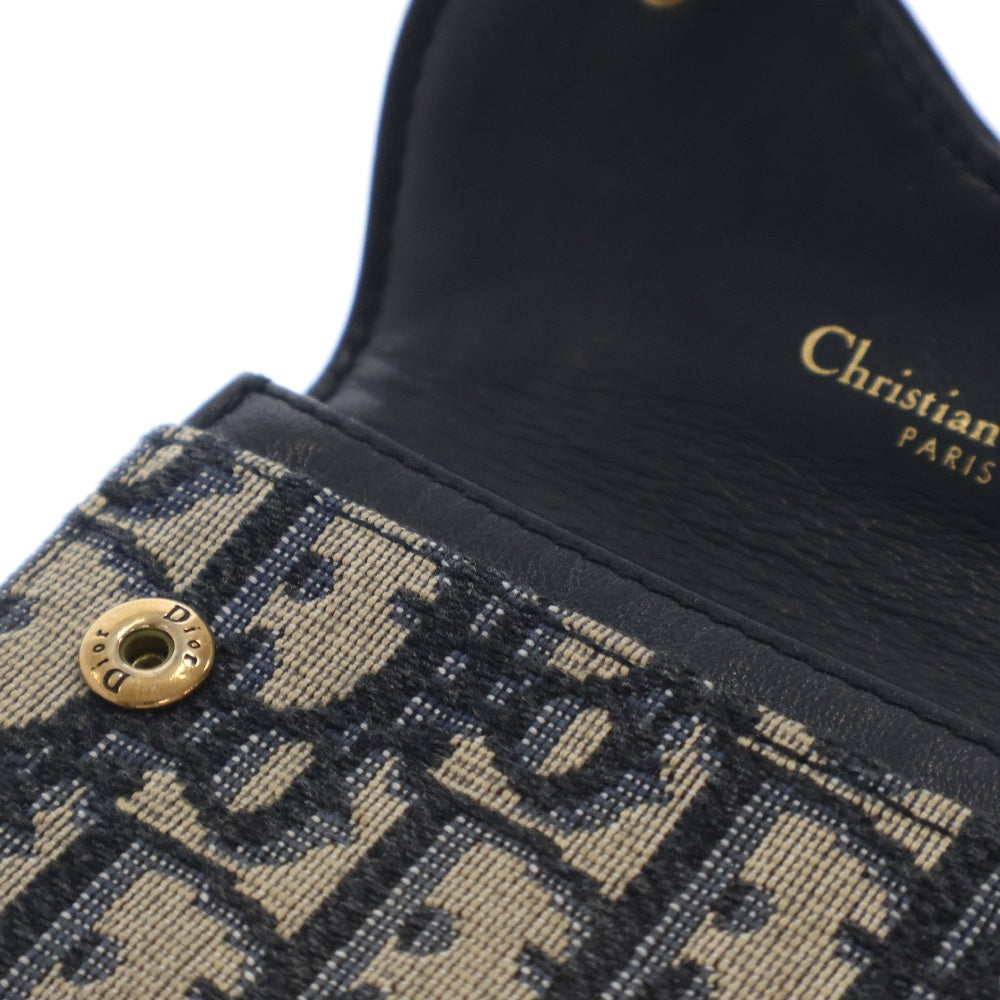 Christian Dior(クリスチャンディオール) SADDLE オブリーク ジャガード サドル フラップ カードケース コインケース ネイビー S5611CTZQ
