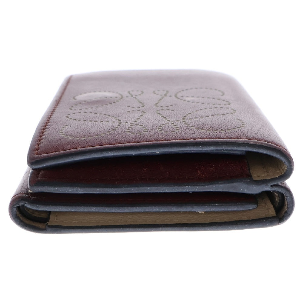 LOEWE(ロエベ) アナグラム トライフォールド 6カードホルダー付 コンパクトウォレット 三つ折り財布 レッド C500TR2X01