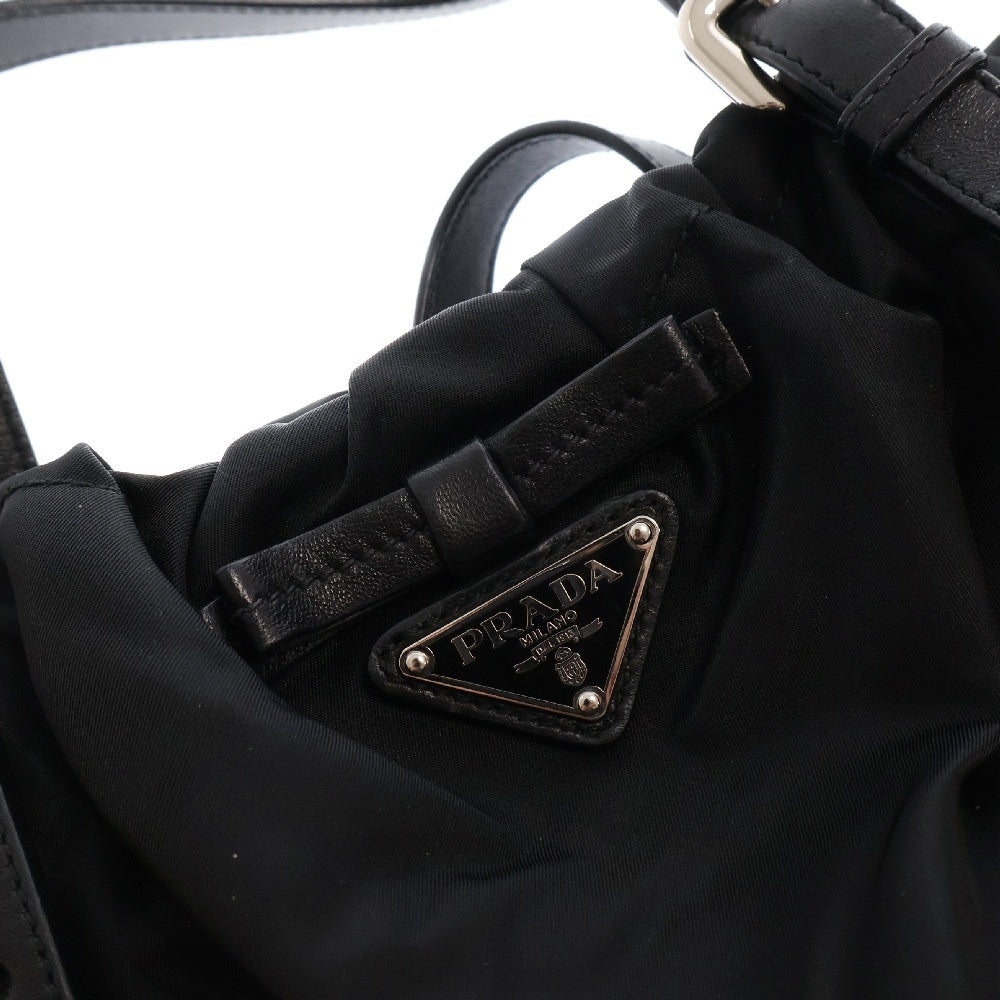 PRADA(プラダ) ハンドバッグ ブラック ナイロン ジャガード リボン