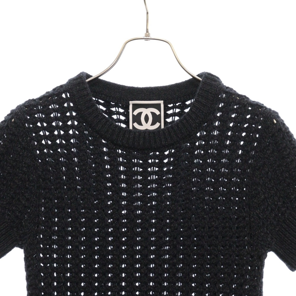 CHANEL(シャネル) ココマーク ウール 半袖ニットワンピース ブラック レディース P36613K02248