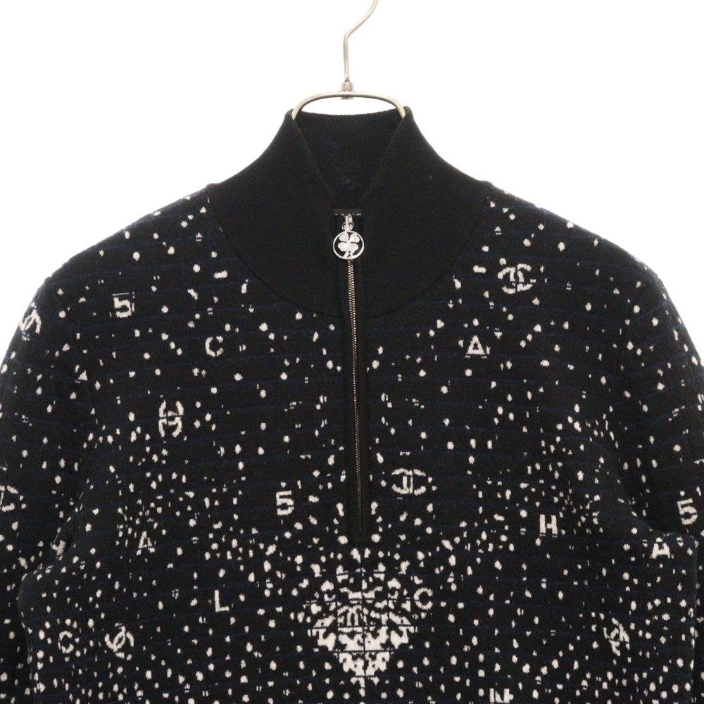 CHANEL(シャネル) バックロゴ ココマーク ウール ハーフジップ プルオーバー ニットセーター ブラック P65146K60951 レディース