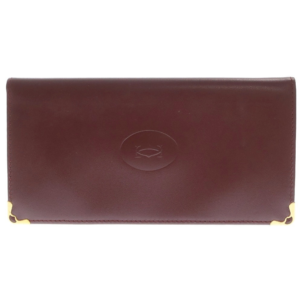 Cartier(カルティエ) マストライン 二つ折り財布 カードケース ボルドー レザー