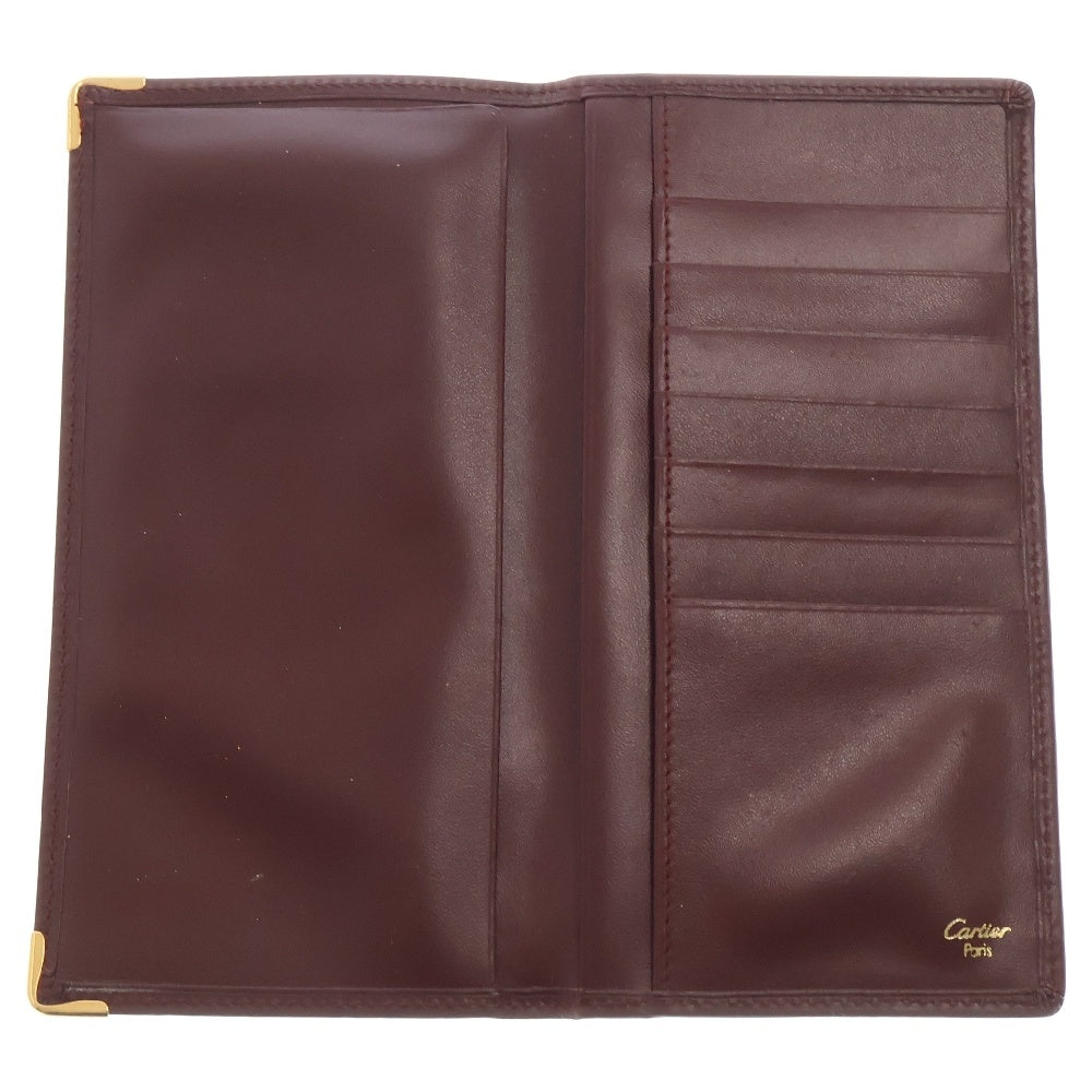 Cartier(カルティエ) マストライン 二つ折り財布 カードケース ボルドー レザー