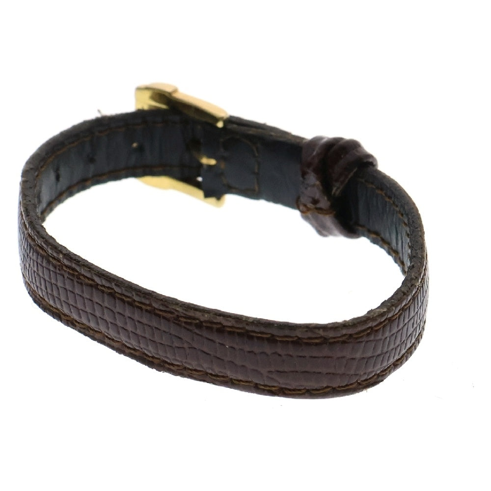 FENDI(フェンディ) フェンディロゴ レザーブレスレット 型押しレザー ブラウン×ゴールド GP アクセサリー