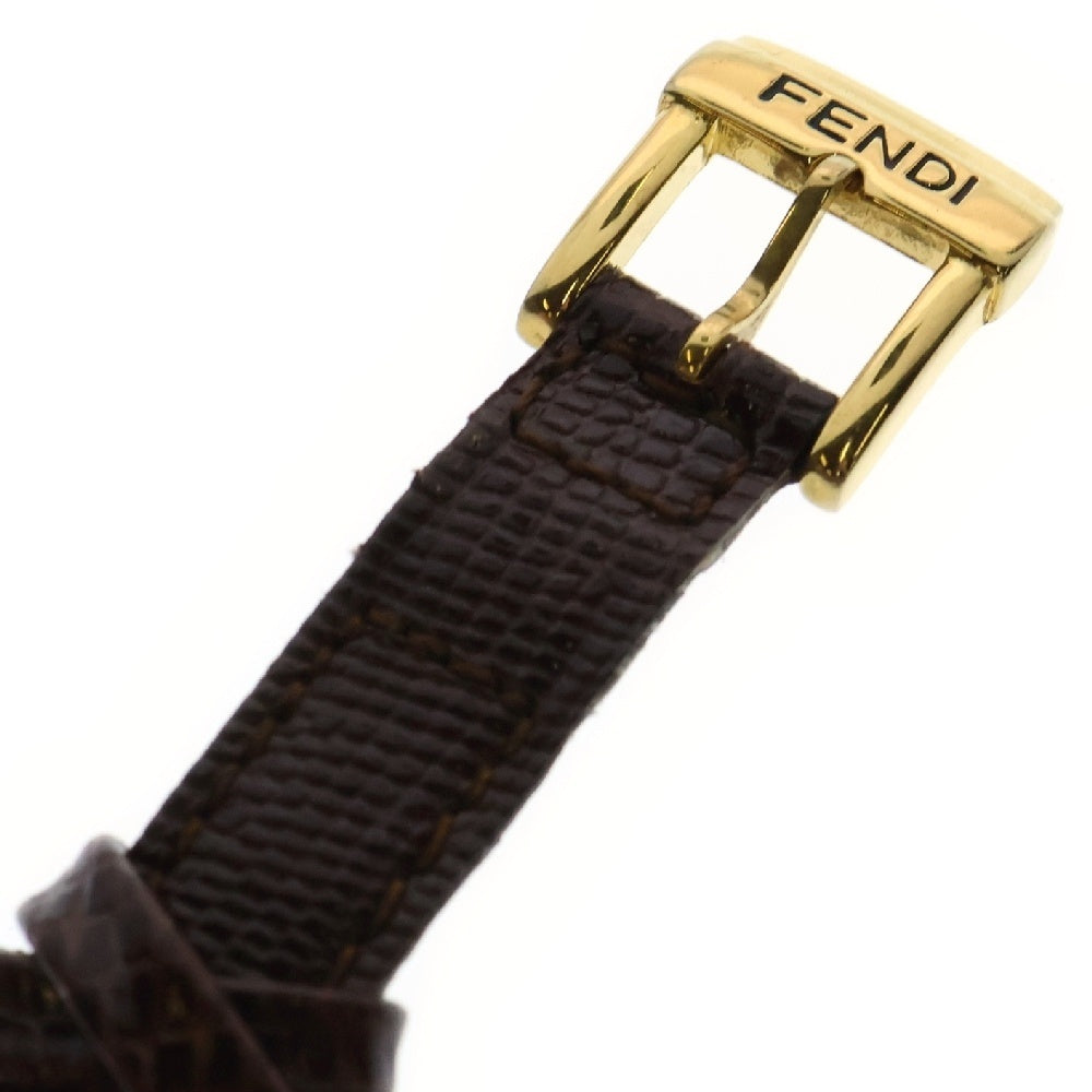 FENDI(フェンディ) フェンディロゴ レザーブレスレット 型押しレザー ブラウン×ゴールド GP アクセサリー