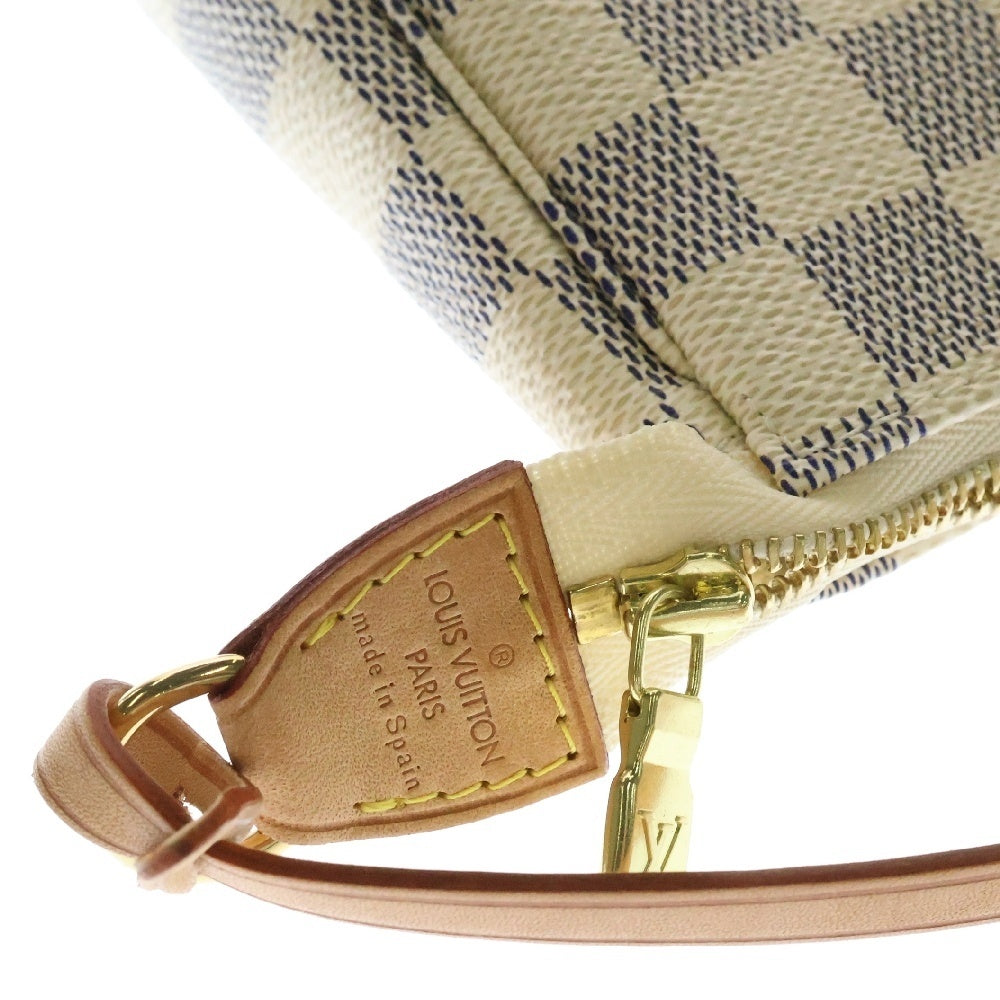LOUIS VUITTON(ルイヴィトン) ダミエ アズール ポシェット・アクセソワール ハンドバッグ ミニバッグ ホワイト×ブラウン アイボリー レザー×PVC ゴールド金具 N51986