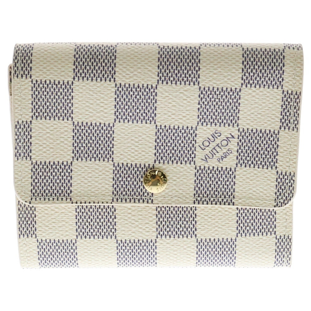 LOUIS VUITTON(ルイヴィトン) ダミエ アズール ポルトフォイユ エリーズ 3つ折り財布 コンパクトウォレット アイボリー PVC ゴールド金具 N61733