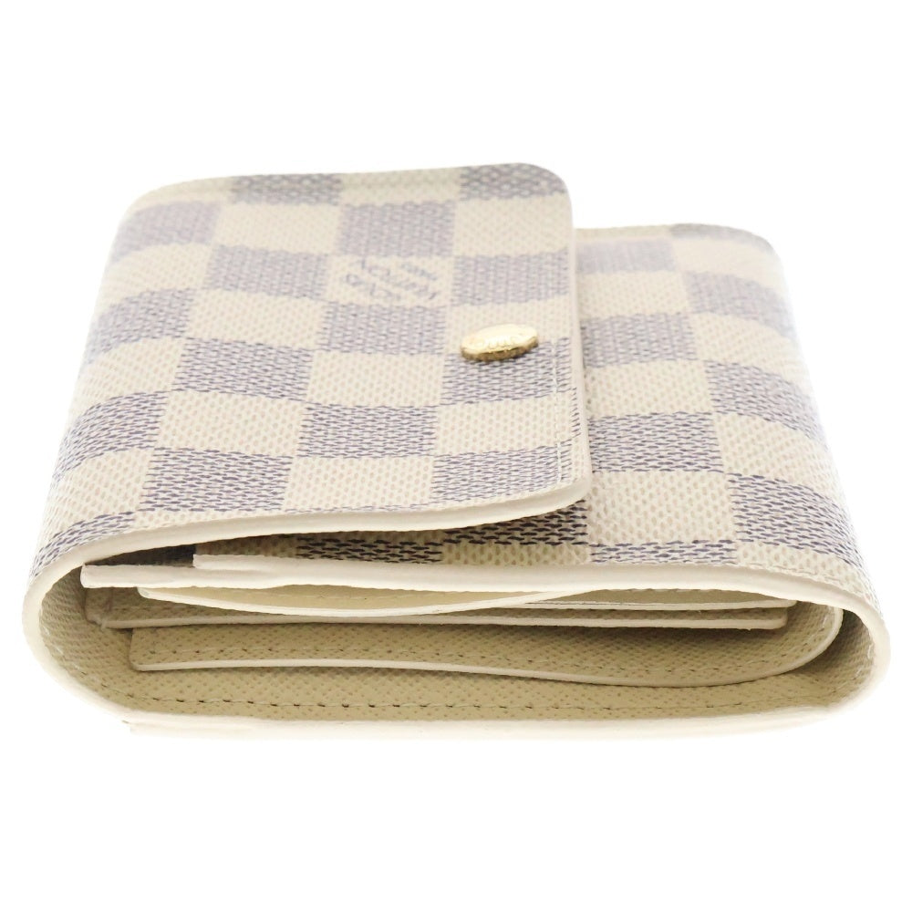LOUIS VUITTON(ルイヴィトン) ダミエ アズール ポルトフォイユ エリーズ 3つ折り財布 コンパクトウォレット アイボリー PVC ゴールド金具 N61733
