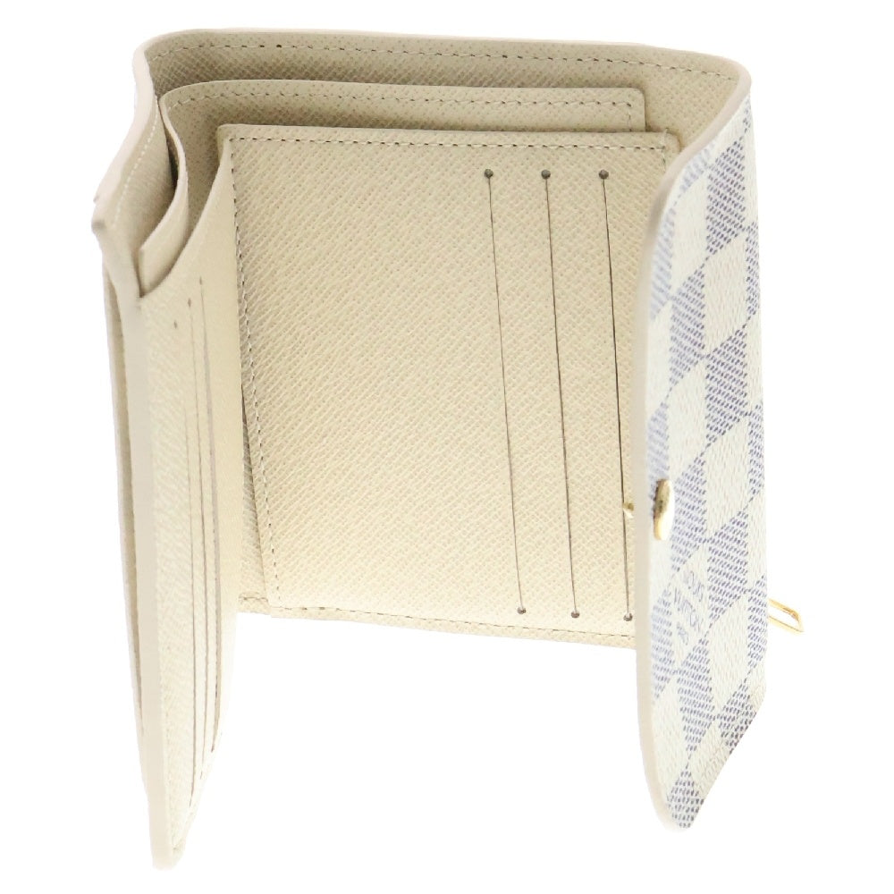 LOUIS VUITTON(ルイヴィトン) ダミエ アズール ポルトフォイユ エリーズ 3つ折り財布 コンパクトウォレット アイボリー PVC ゴールド金具 N61733