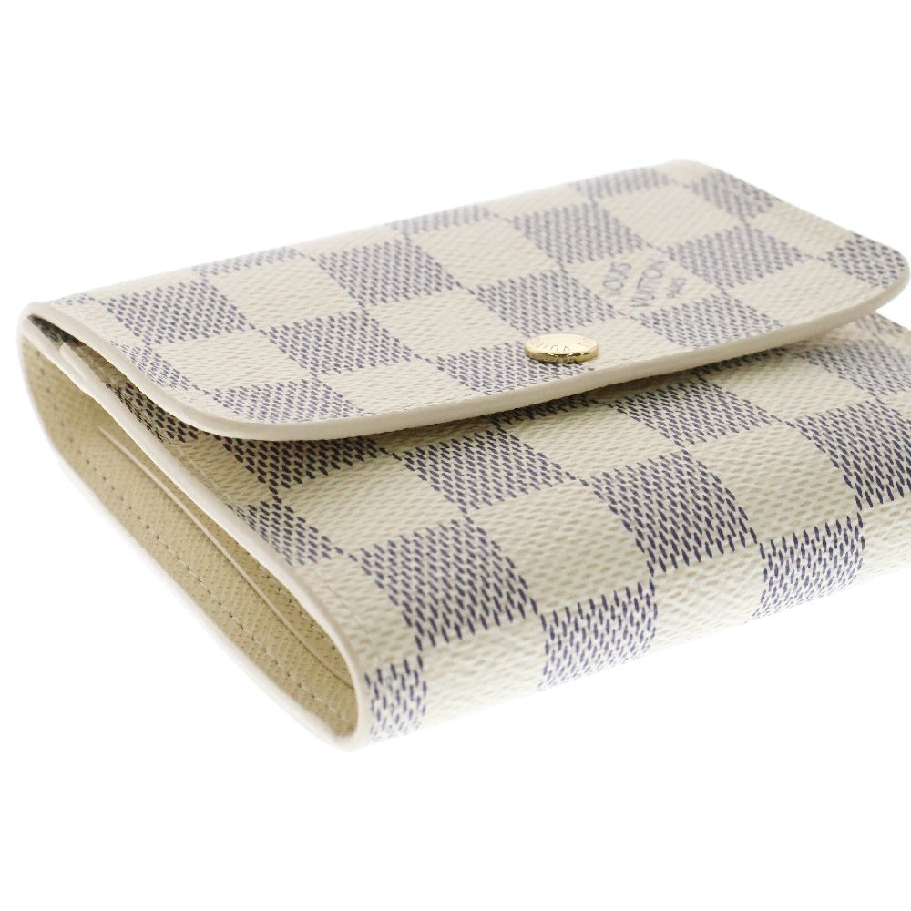 LOUIS VUITTON(ルイヴィトン) ダミエ アズール ポルトフォイユ エリーズ 3つ折り財布 コンパクトウォレット アイボリー PVC ゴールド金具 N61733