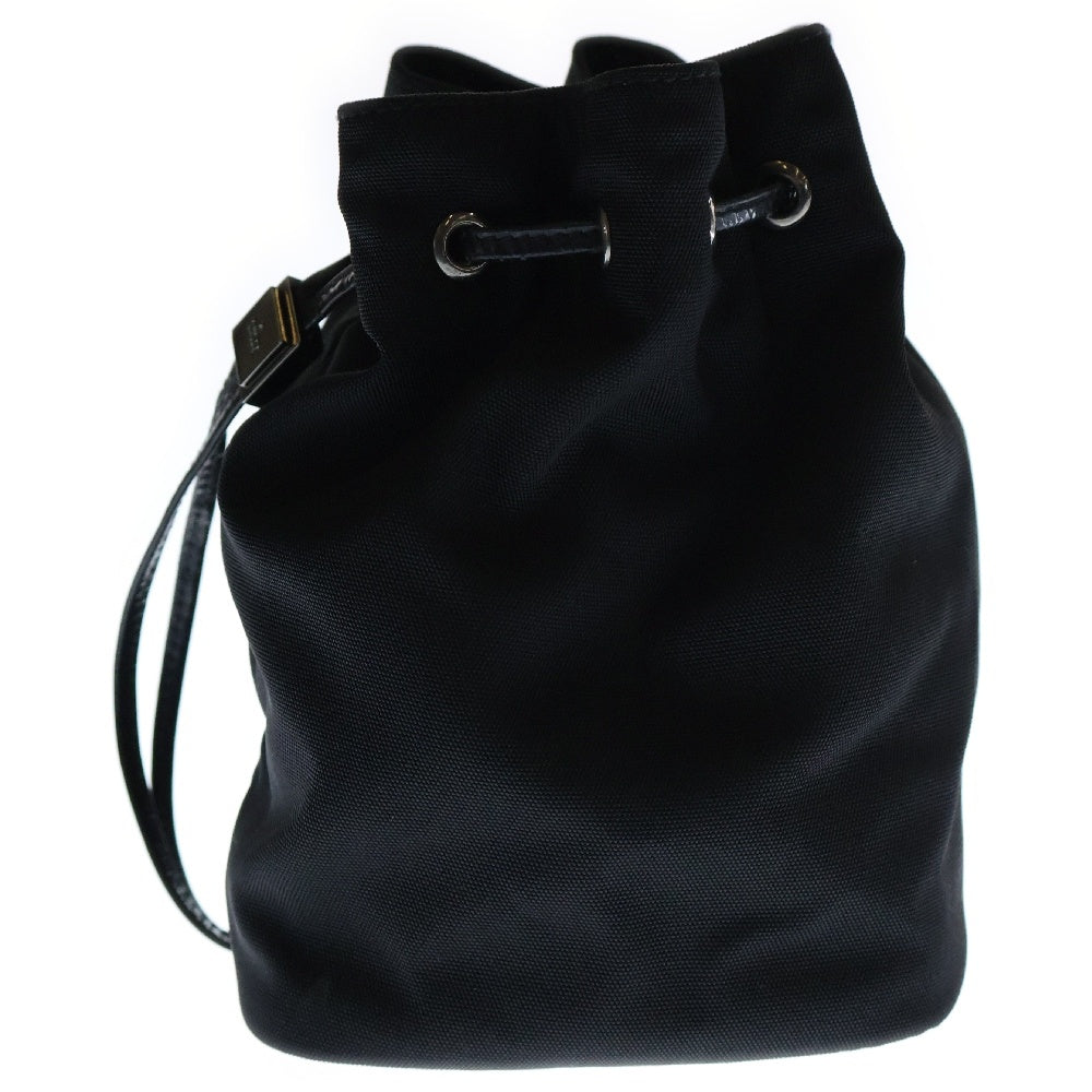 GUCCI(グッチ) 巾着バック ブラック レザー×ナイロン ポーチ 039 0973