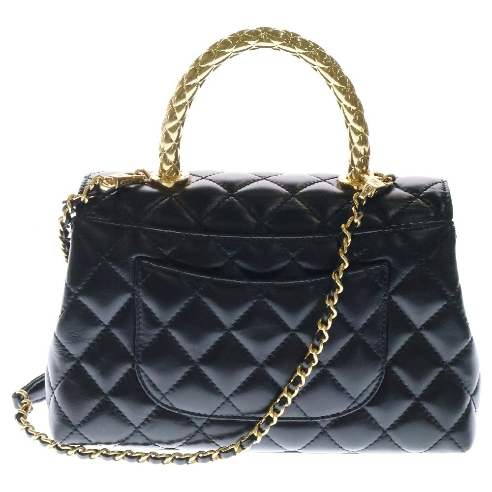 CHANEL(シャネル) マトラッセ ココハンドル24 XS レザー 2WAYハンドバッグ チェーンショルダーバッグ ブラック ゴールド金具 ランダムプレート A92990