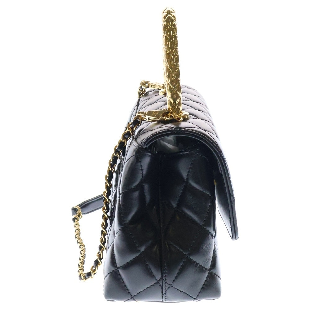 CHANEL(シャネル) マトラッセ ココハンドル24 XS レザー 2WAYハンドバッグ チェーンショルダーバッグ ブラック ゴールド金具 ランダムプレート A92990