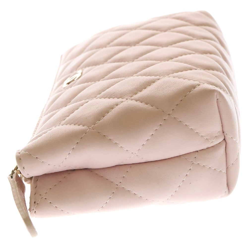 CHANEL(シャネル) マトラッセ ポーチ メイクポーチ ピンク ラムスキン ゴールド金具 ココマーク