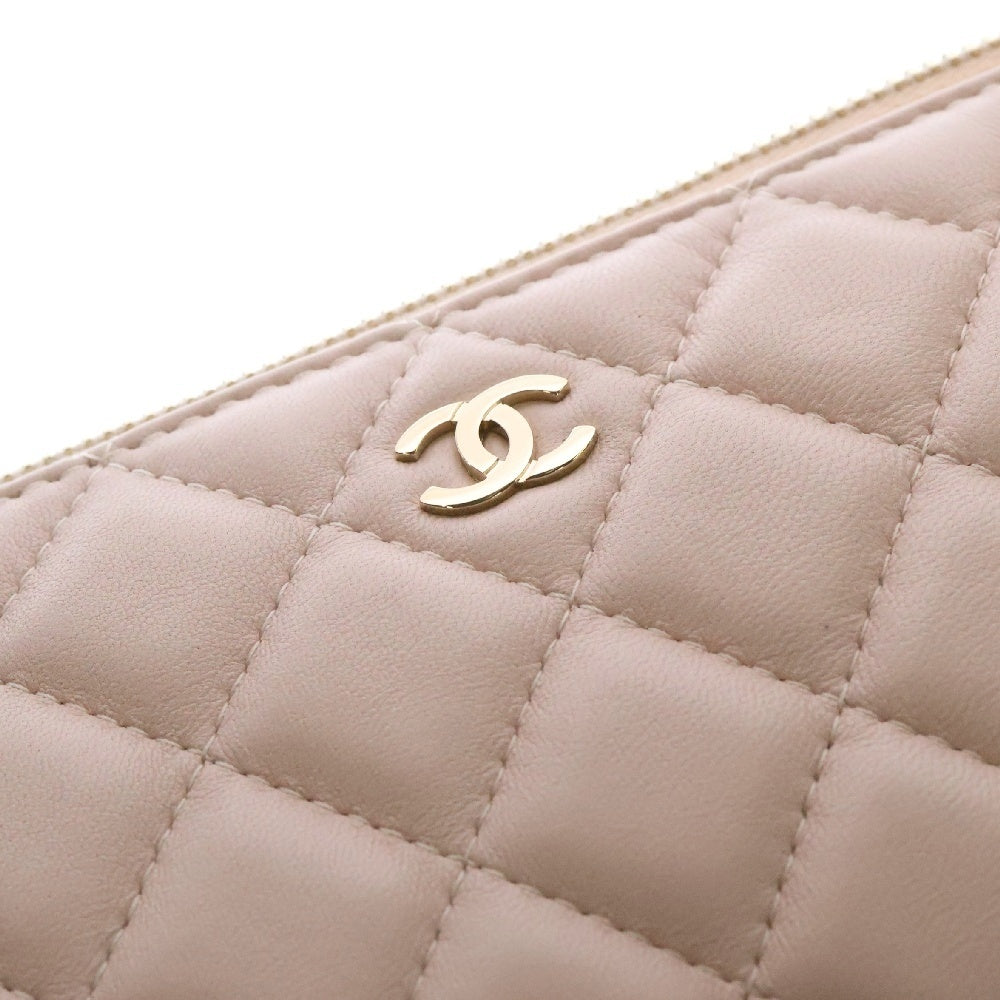 CHANEL(シャネル) マトラッセ ポーチ メイクポーチ ピンク ラムスキン ゴールド金具 ココマーク