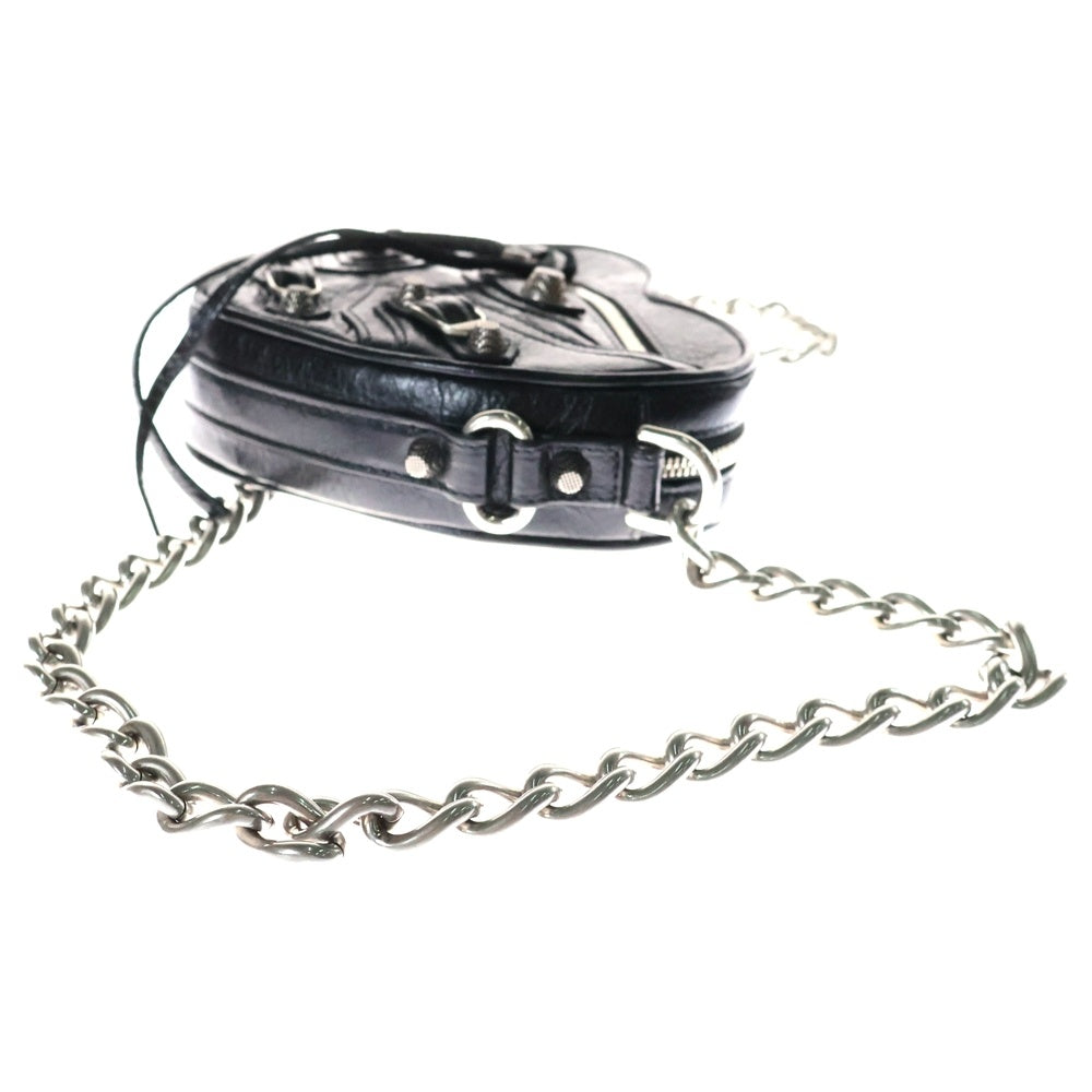 BALENCIAGA(バレンシアガ) ルカゴール ハートミニ チェーンショルダーバッグ ミニバッグ ブラック シルバー金具 レザー 722781