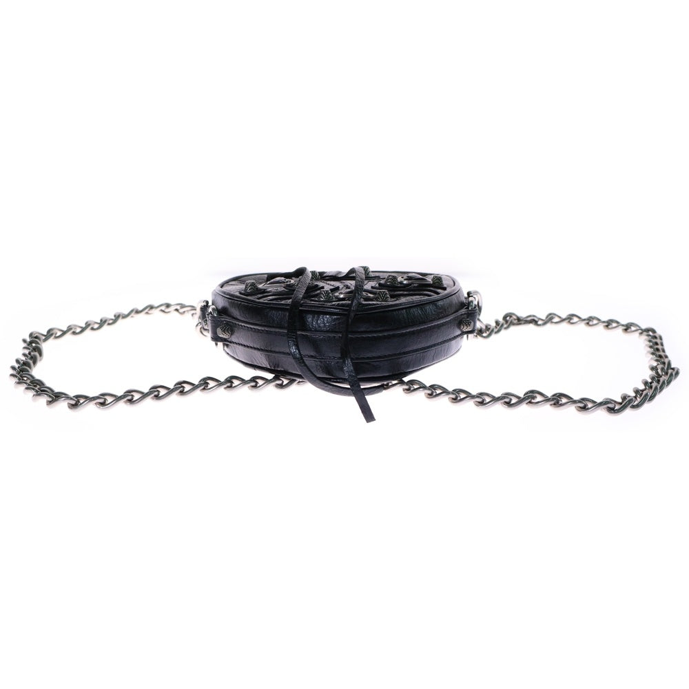 BALENCIAGA(バレンシアガ) ルカゴール ハートミニ チェーンショルダーバッグ ミニバッグ ブラック シルバー金具 レザー 722781