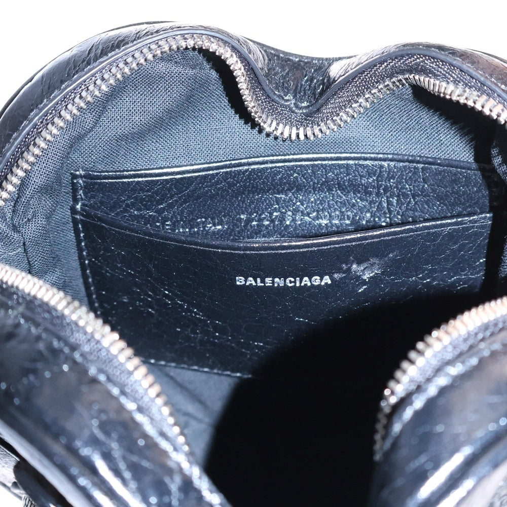BALENCIAGA(バレンシアガ) ルカゴール ハートミニ チェーンショルダーバッグ ミニバッグ ブラック シルバー金具 レザー 722781