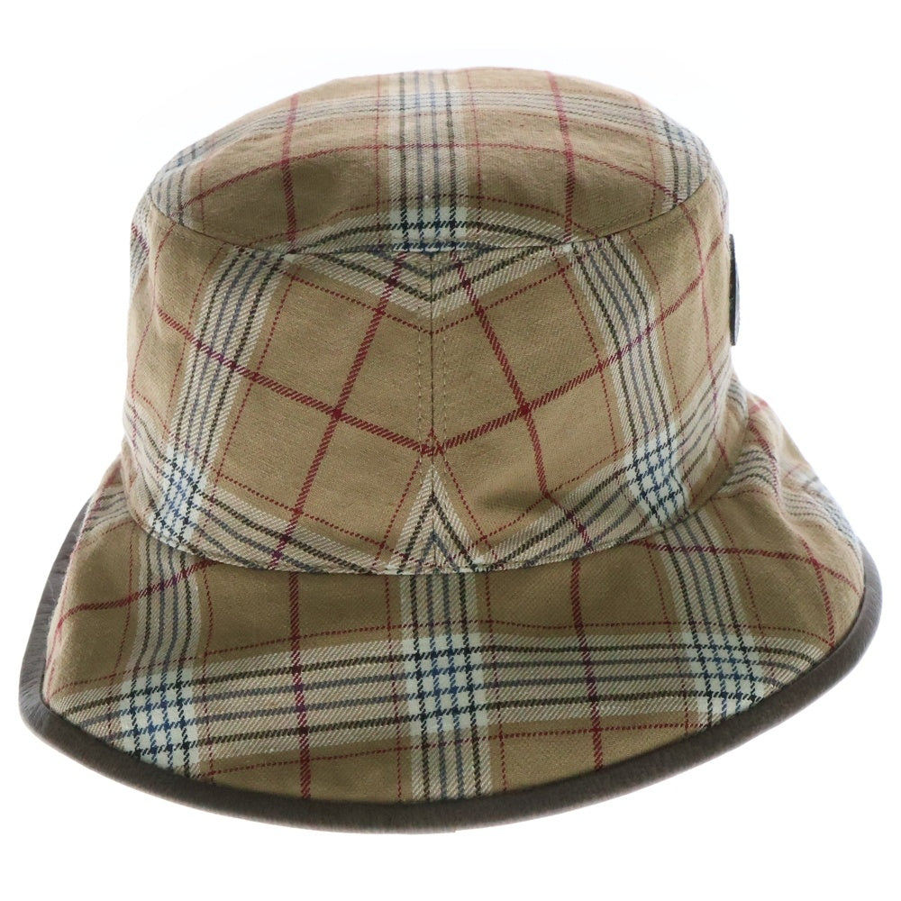 GUCCI(グッチ) GGキャンバス リバーシブル バケットハット 帽子 チェック ブラウン XL