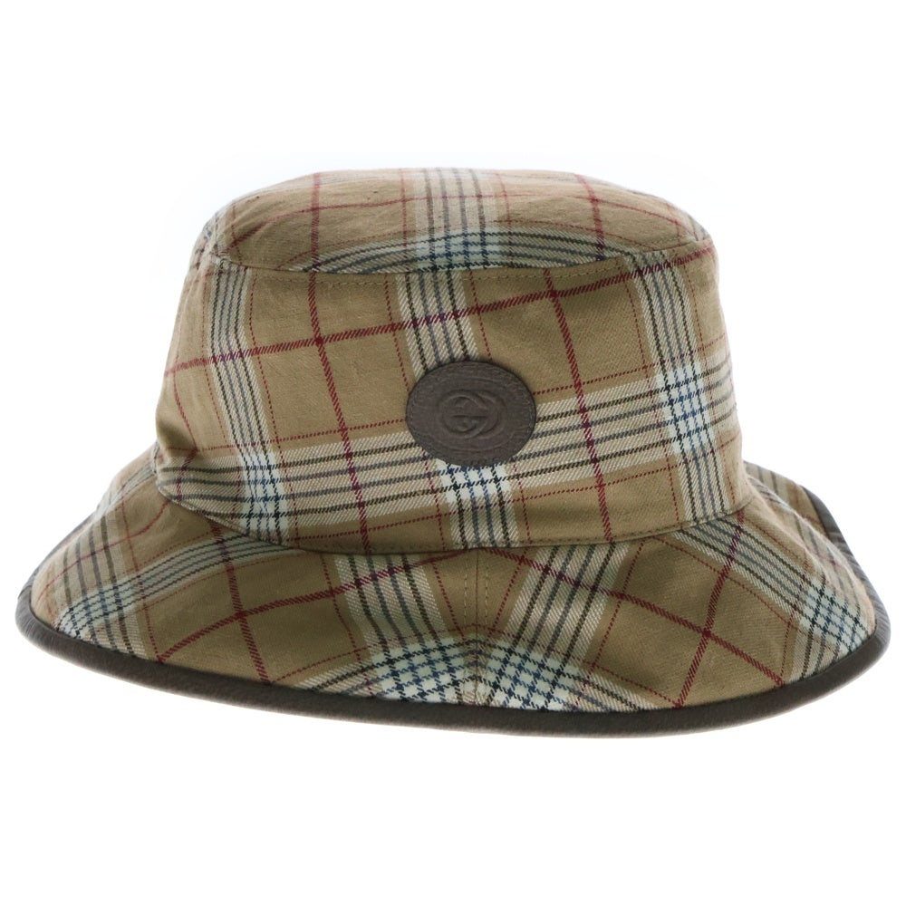 GUCCI(グッチ) GGキャンバス リバーシブル バケットハット 帽子 チェック ブラウン XL