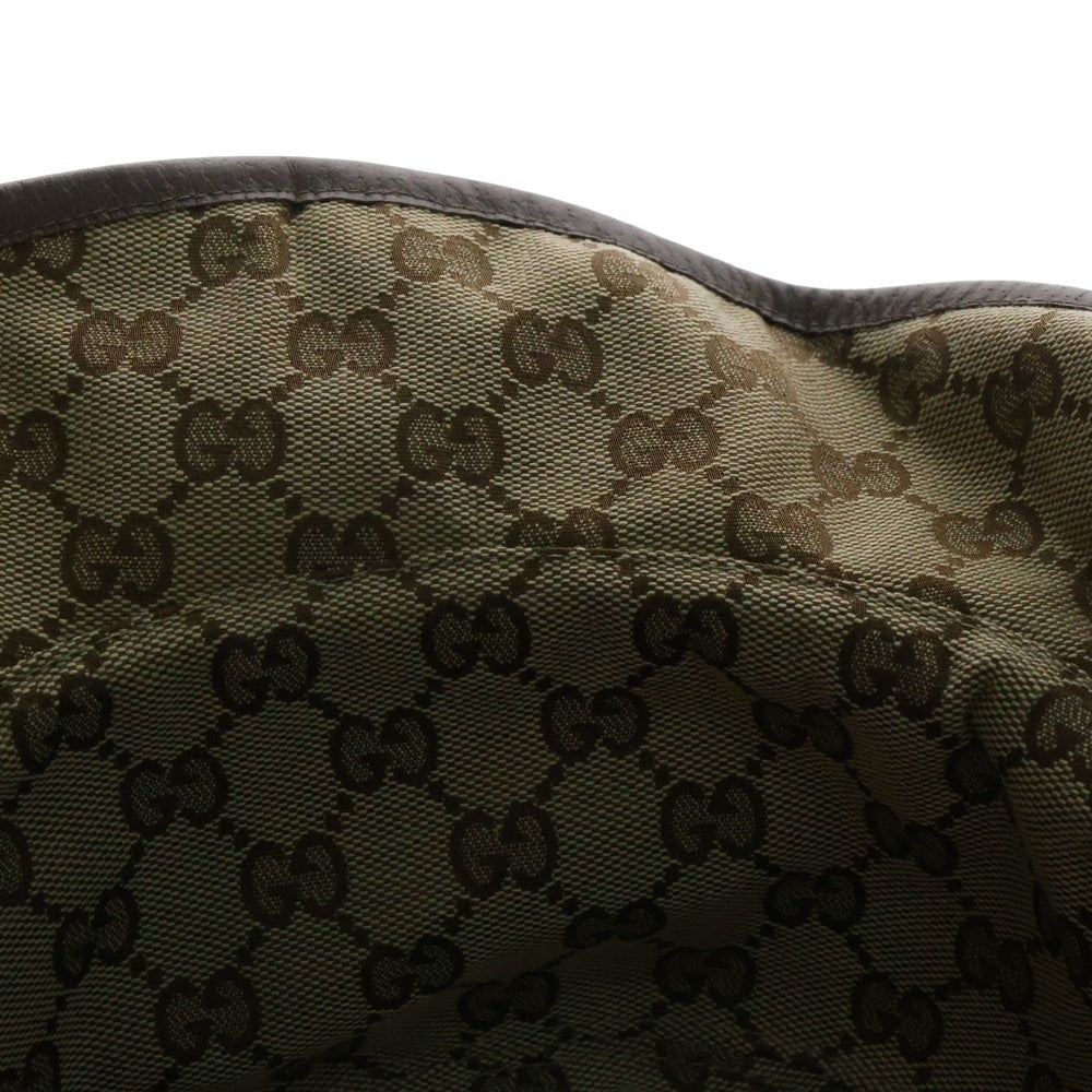 GUCCI(グッチ) GGキャンバス リバーシブル バケットハット 帽子 チェック ブラウン XL