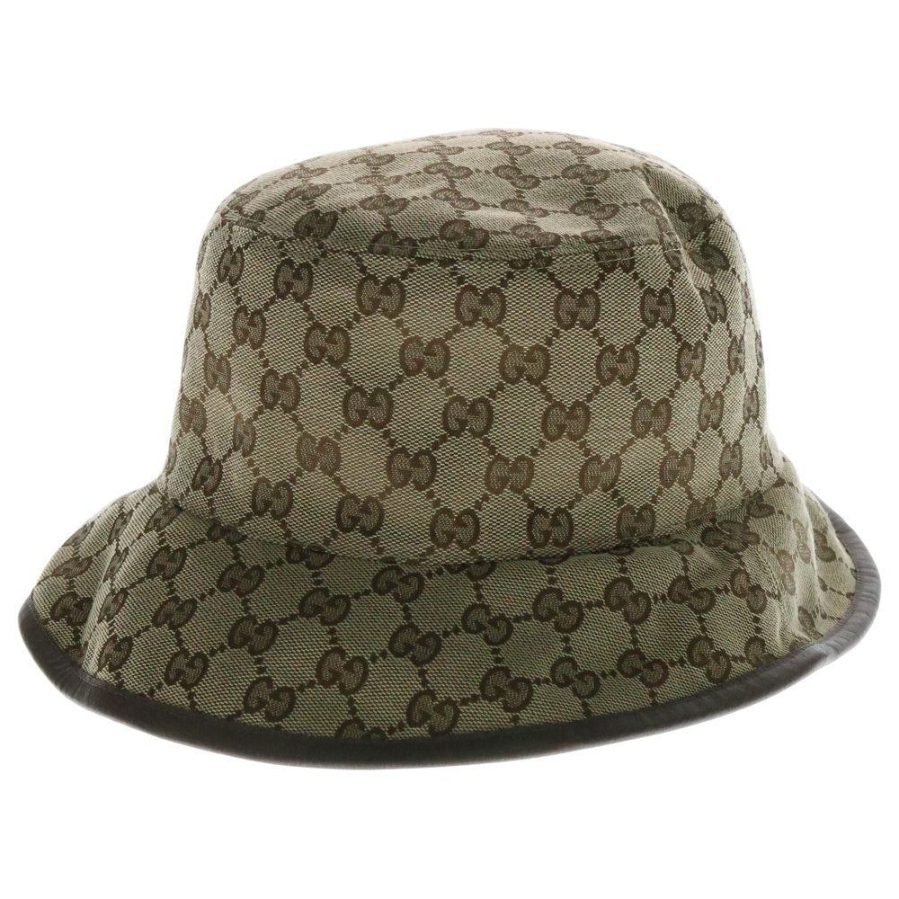 GUCCI(グッチ) GGキャンバス リバーシブル バケットハット 帽子 チェック ブラウン XL