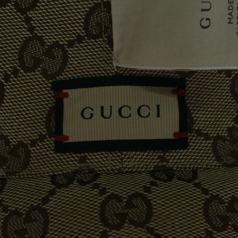 GUCCI(グッチ) GGキャンバス リバーシブル バケットハット 帽子 チェック ブラウン XL