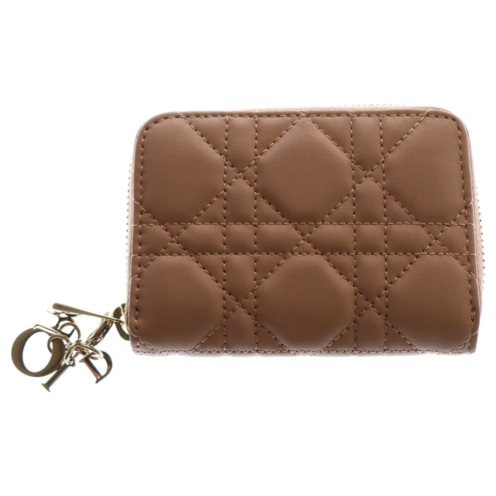 Christian Dior(クリスチャンディオール) レディディオール ボヤージュ ジップコインケース コンパクトウォレット ピンク ラムスキン ゴールド金具 S0985ONMJ_M49P
