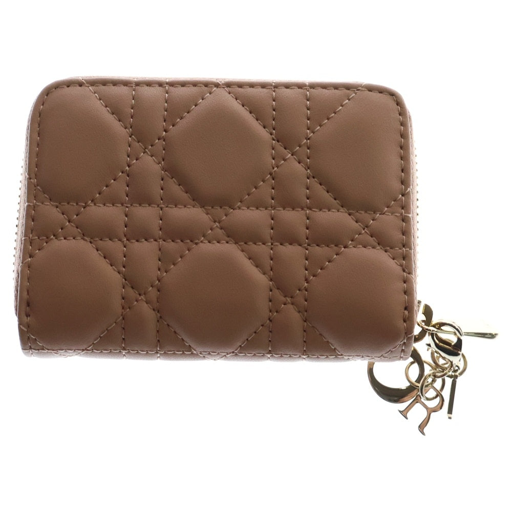 Christian Dior(クリスチャンディオール) レディディオール ボヤージュ ジップコインケース コンパクトウォレット ピンク ラムスキン ゴールド金具 S0985ONMJ_M49P